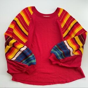 Free People Rainbow Dreams oversized sleeve top stripe